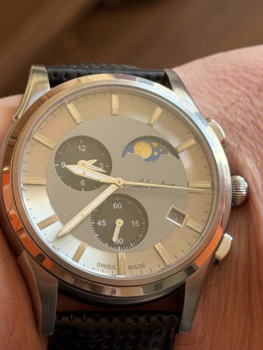 Adriatica Swiss made, fazy księżyca, duży 47/55mm, komplet, idealny st