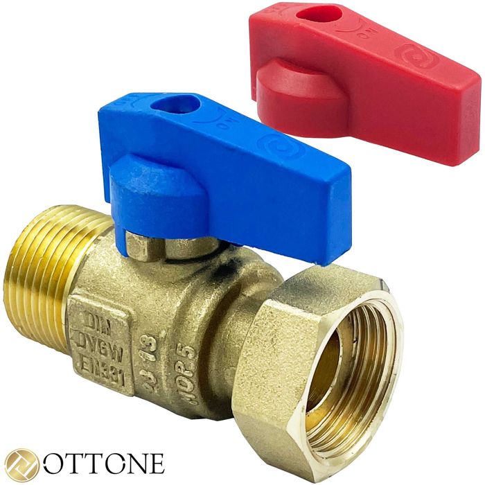 Zawór Kulowy Prosty 3/4 X 3/4 Kurek Z Czerwonym I Niebieskim Motylkiem