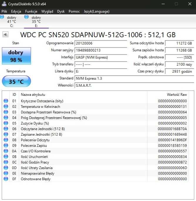 Dysk WD SN520 512GB M.2 2280 PCI-E NVMe