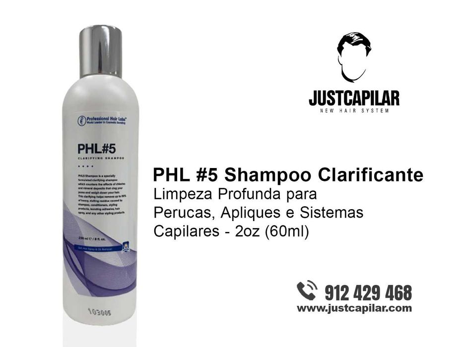 Shampoo Clarificante PHL #5 - Limpeza Profunda para Perucas, Apliques e Sistemas Capilares - 60ml - Próteses Capilares | Justcapilar - Lisboa e Aveiro