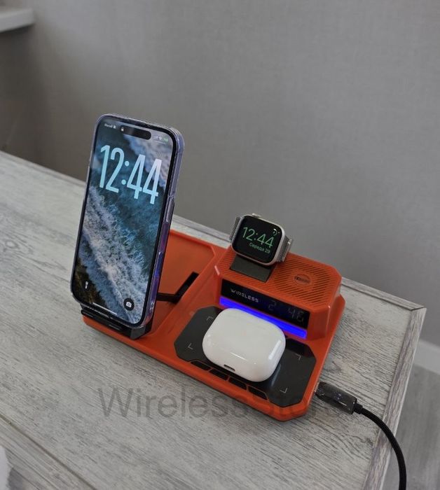 Бездротова зарядка Apple Watch iPhone Airpods Док станція Samsung 30w