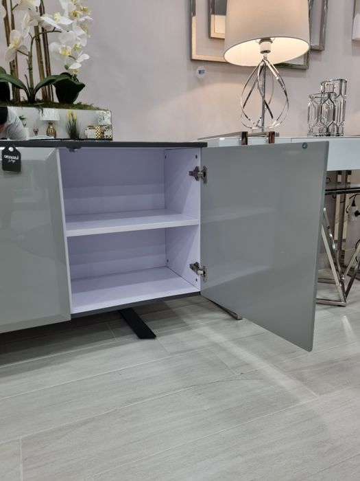 Aparador Cinza Brilho Modern - 160x46x77cm By Arcoazul