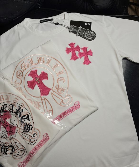Футболка з вишивкою CHROME HEARTS біла УНІСЕКС всі розміри