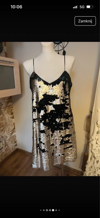 Sukienka cekinowa halka L Nowa z metka Stradivarius