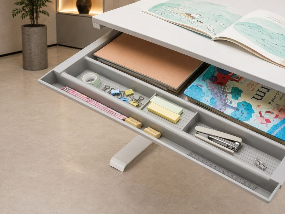 Дитяча парта FunDesk Littonia Grey + стілець, Led лампа, підставка