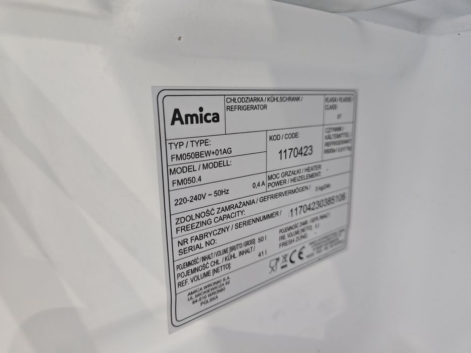 Lodówka AMICA FM050.4(E) 49.6cm Biała