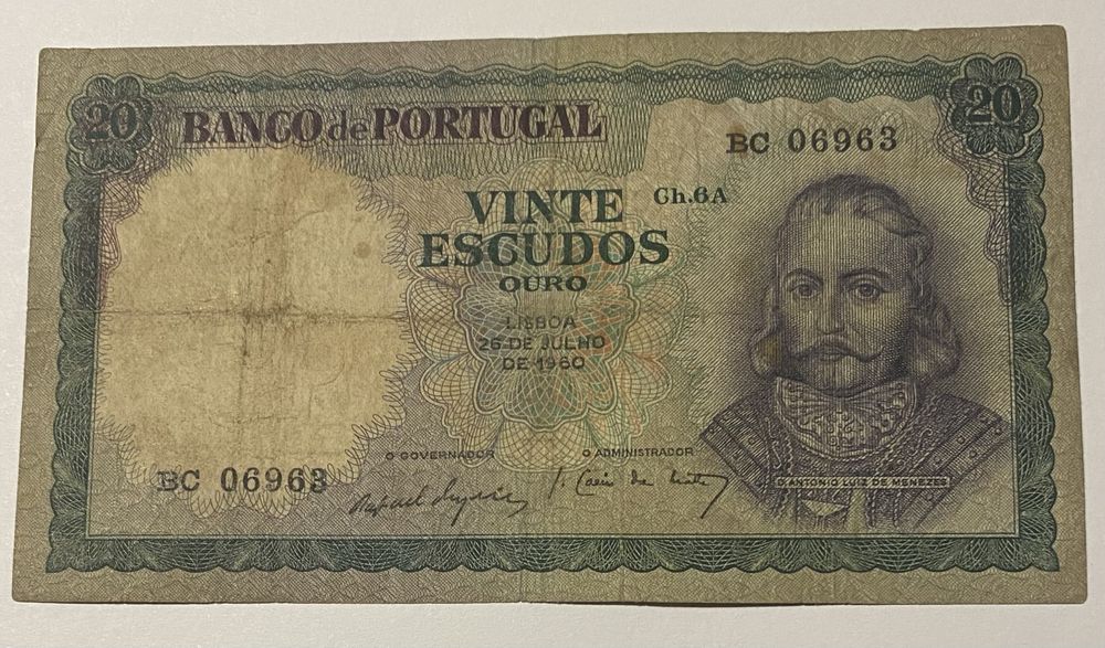 Nota 1297 - 20 Escudos Ch.6A - 1960