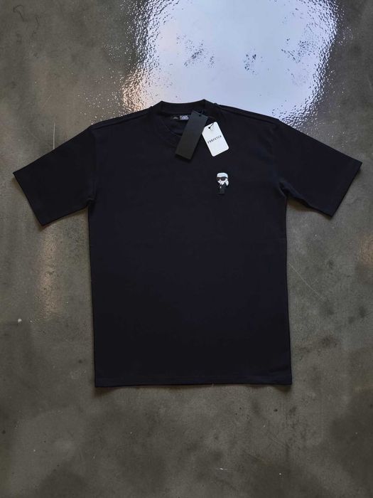 Karl Lagerfeld Męski T-shirt Czarny L Logo Karl Ikonik