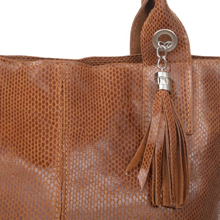 VERA PELLE torebka skórzana shopper lakierowana V588 c.bordowa