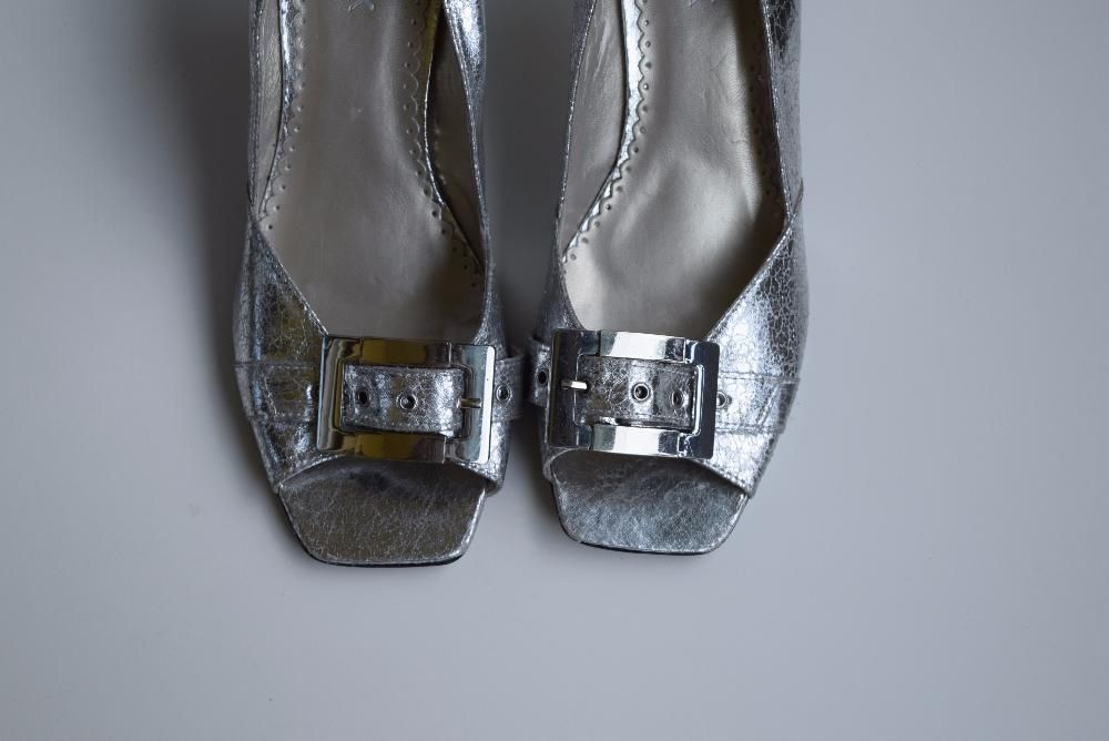 srebrne skórzane buty CATWALK roz.38