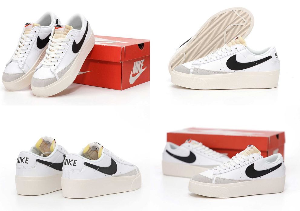 Женские кроссовки Nike Blazer Low Platform White Black 36-41 Наложка!