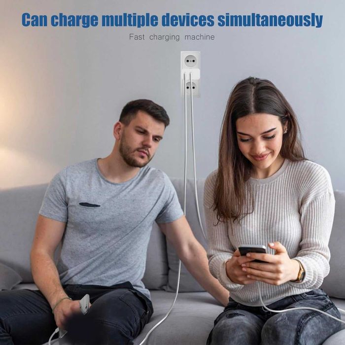 Szybka ładowarka - dwa porty - 2x kabel 2m (USB-C i Apple)