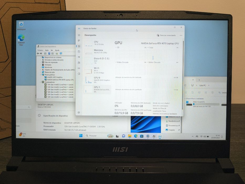 MSI i7 Gaming 4070RTX 16 Ram 1TB 3X S/ Juros Garantia