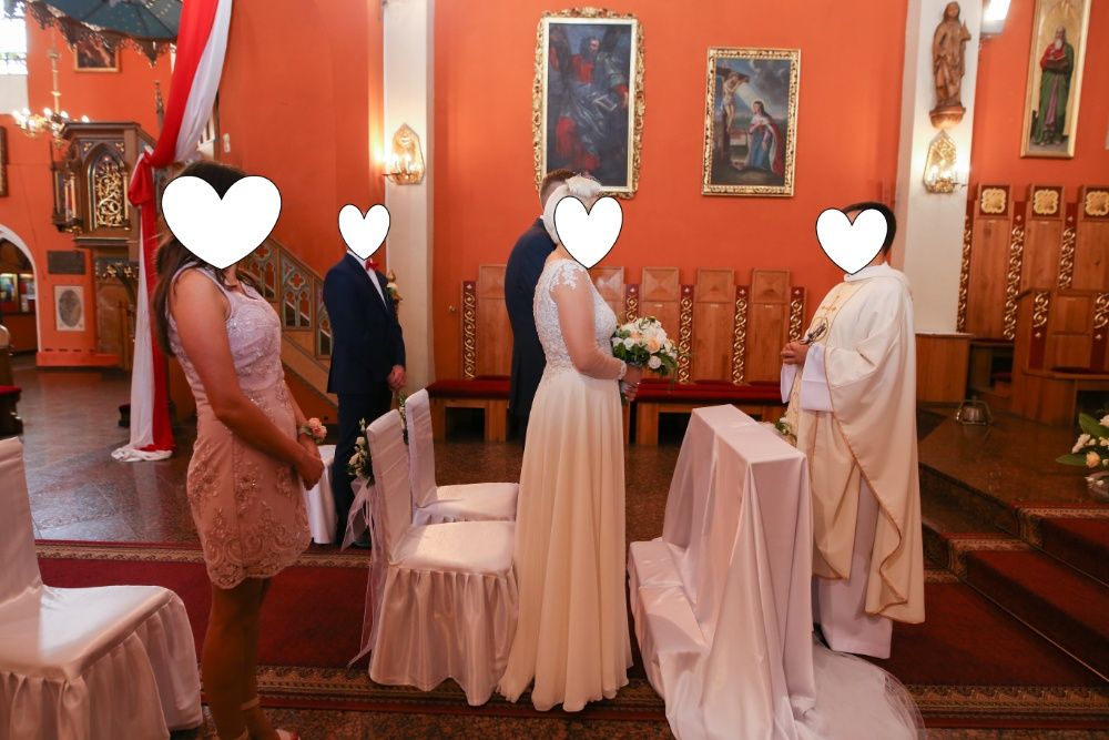 Piękna suknia ślubna rozm. 40-42 /odpinane rękawy