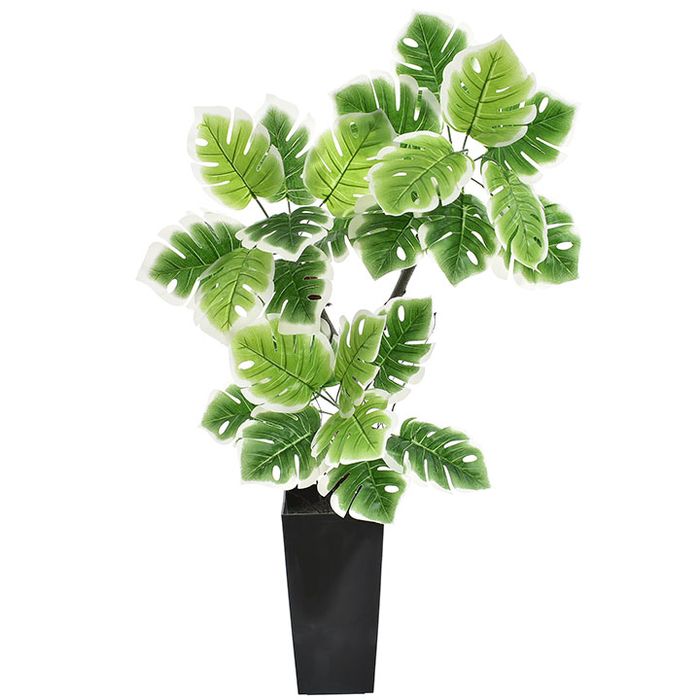 Monstera rododendron sztuczne kwiaty donica kompozycja liście prezent