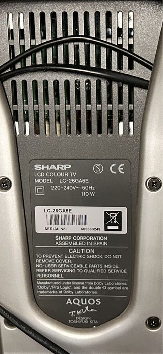Кольоровий телевізор плоский SHARP LC-26GA5E Все працює, робочий