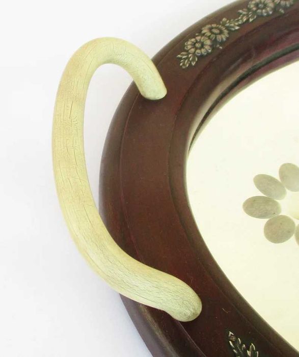 Antiga bandeja/tabuleiro Art Deco oval espelhada