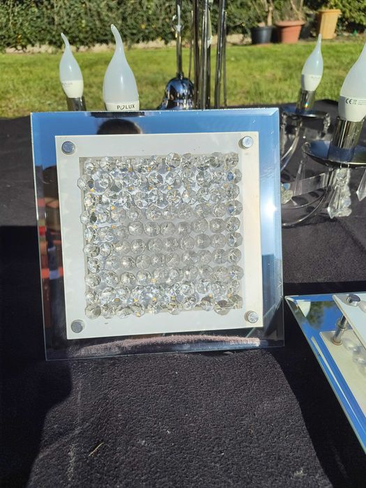 Żyrandol ozdobny kryształowy + 2 lampy
