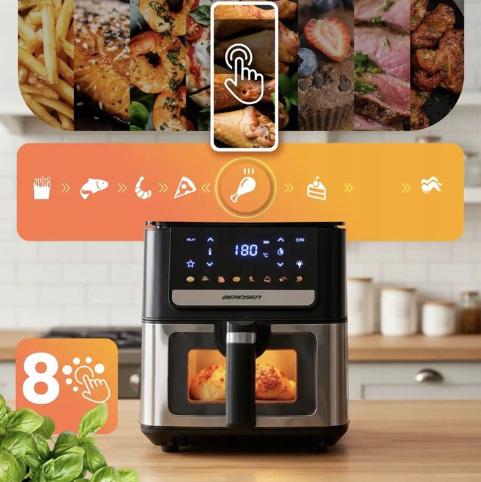 Безмасляна фритюрниця / Аерогриль Berdsen Air Fryer 6.5 л, 1700 Вт