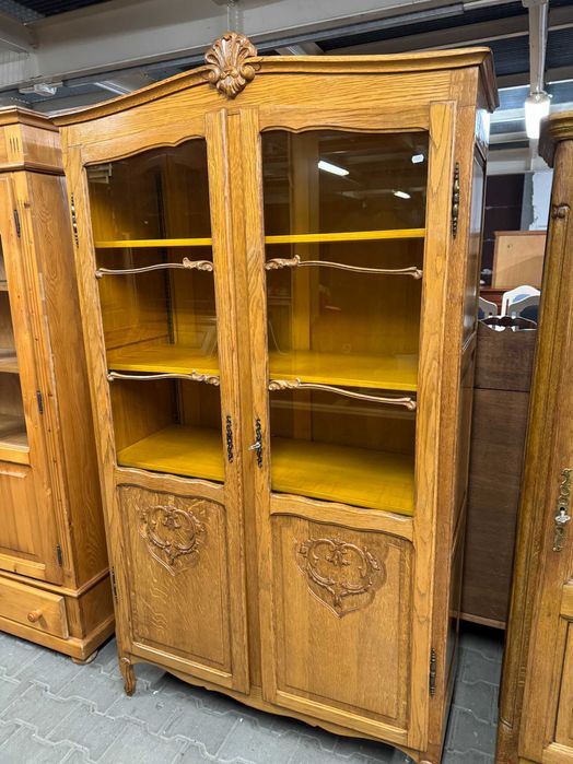 Witryna drewniana Ludwik biblioteka dębowa gablota drewniana