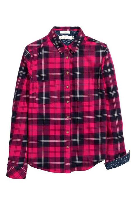 Koszula damska 100% bawełna w czerwoną kratę slim fit H&M 34 XS