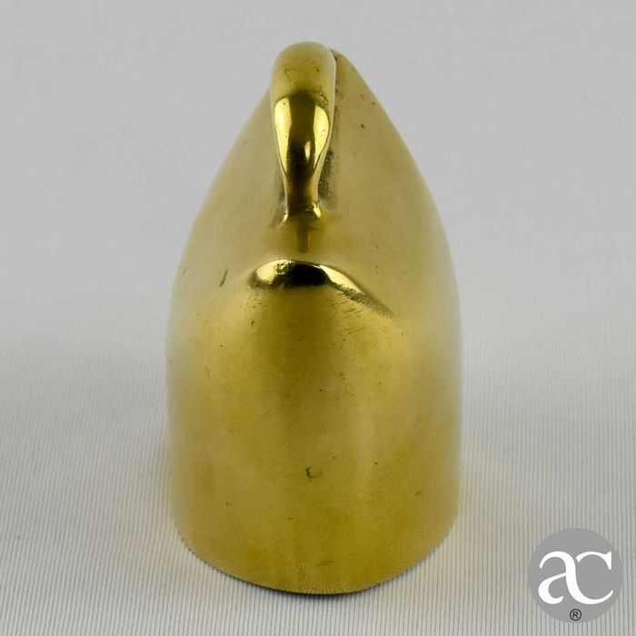 Campainha em bronze com banho dourado, em forma de chocalho