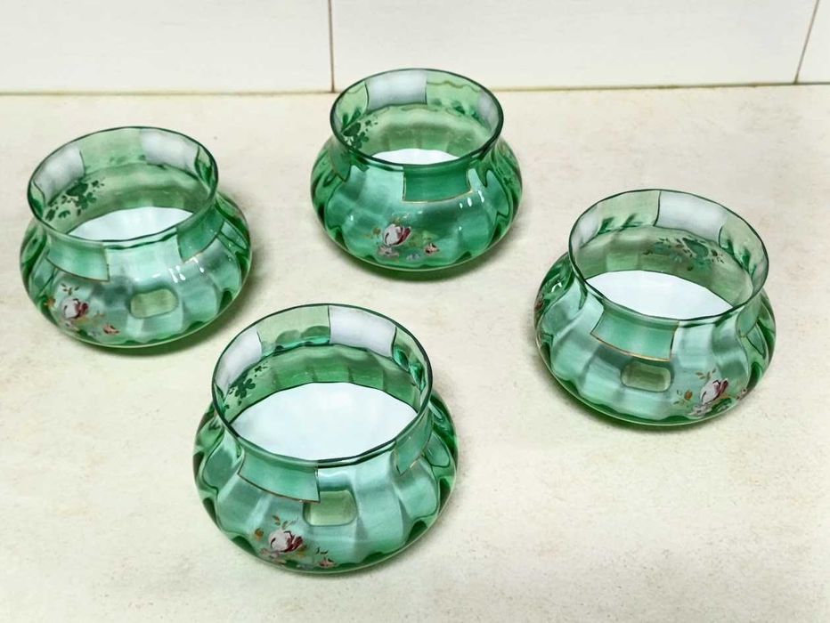 Conjunto globos vidro vintage de candeeiro pintados à mão