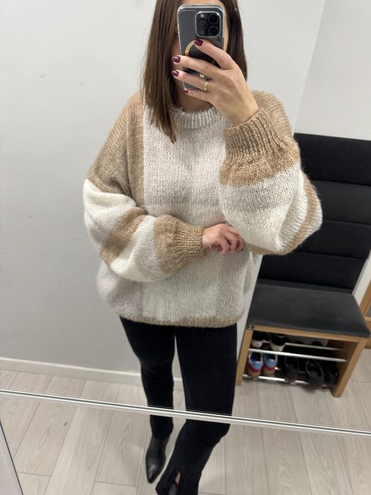 Piękny puchaty oversizowy oversize sweter sweterek