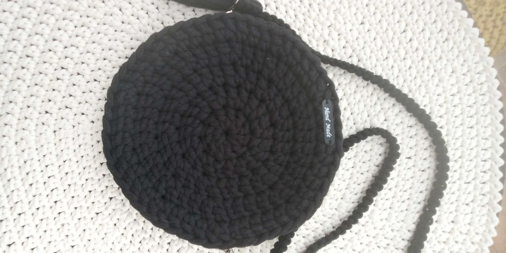 Torebka ze sznurka  czarna hand made