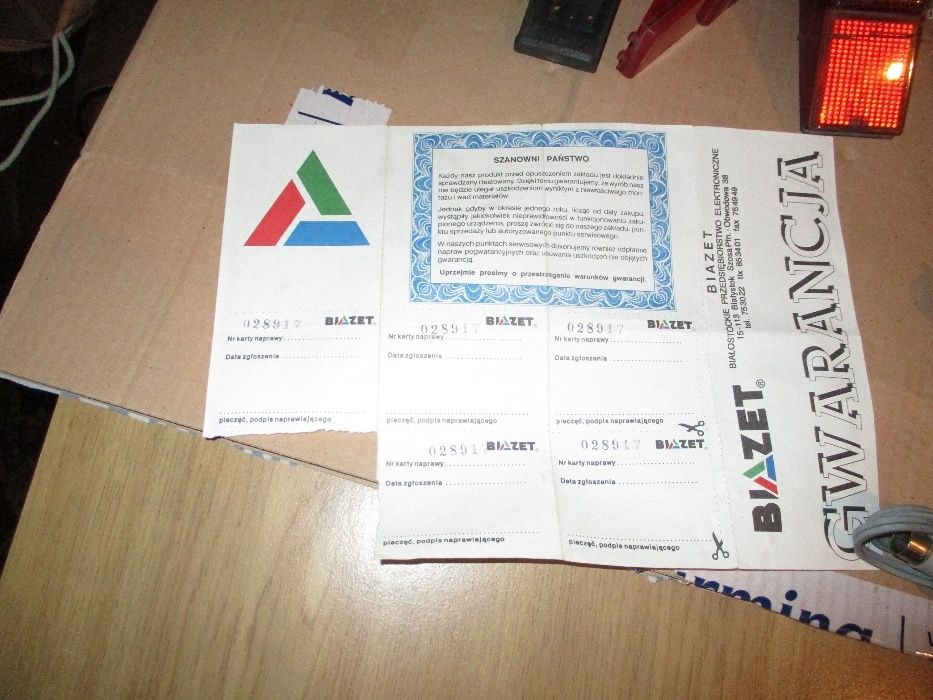 kolekcjonerska gwarancja telewizor BIAZET z PRL