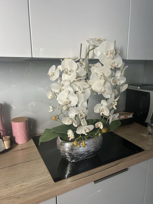 Piwknu storczyk sztuczny bialy kremowy 65 cm duży