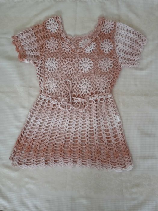 Tunika - bluzka ażurowa S/M, robiona szydełkiem, nieużywana,dzianina