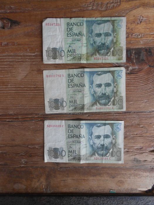 Notas antigas 1000 pesetas Espanha 1979