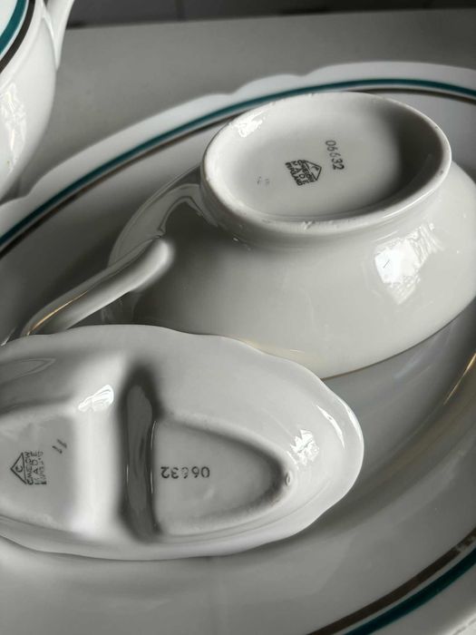 Ćmielów komplet do obiadu PRL Vintage porcelana Waza, sosjerka