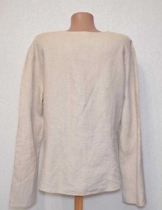 Блуза льняна з коттоновим мереживом на грудях льон коттон бавовна