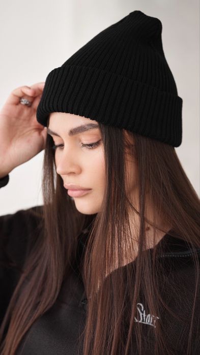 Шапка staff, шапка стаф жіноча, шапка чорна