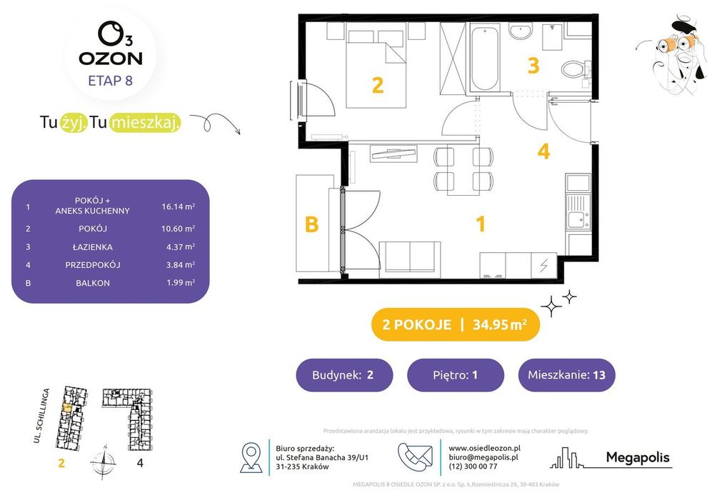 2-pokojowe mieszkanie 34 m² + ogródek Bez Prowizji - Widok 2