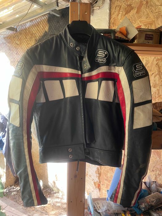 Casaco Moto Vintage SEGURA em Pele Genuína – Made in France – Racing – EU 48