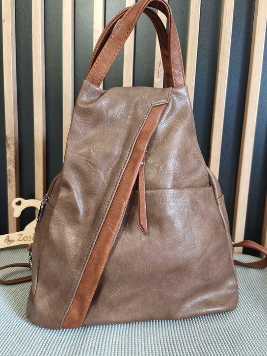 Brązowy plecak damski torebka nowa eko skóra na ramię