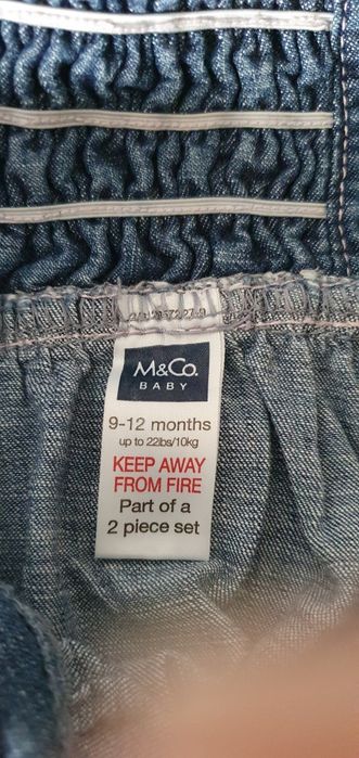 Sukienka na szelkach cienki miękki jeans 9-12 m