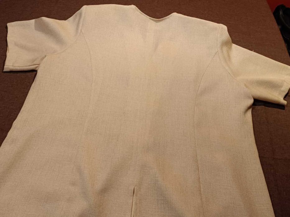 Excellent_Piękny Żakiet / Damski_Len / Kremowy_46_Okazja