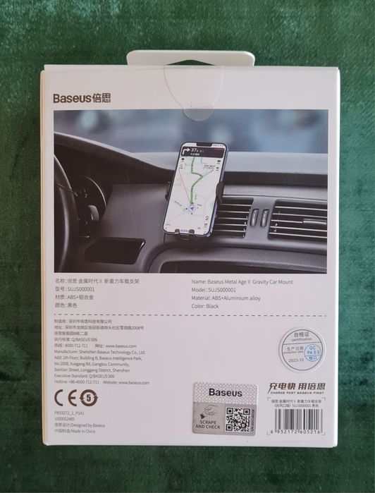 Nowy uchwyt na telefon Baseus Metal Age II Czarny prezent
