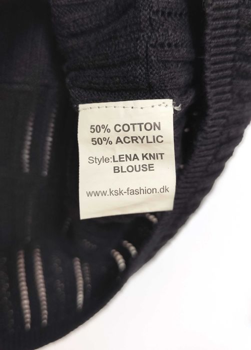 Damski Sweter Ażurowy Geometryczny Wzór Czarny Ofelia |R. S