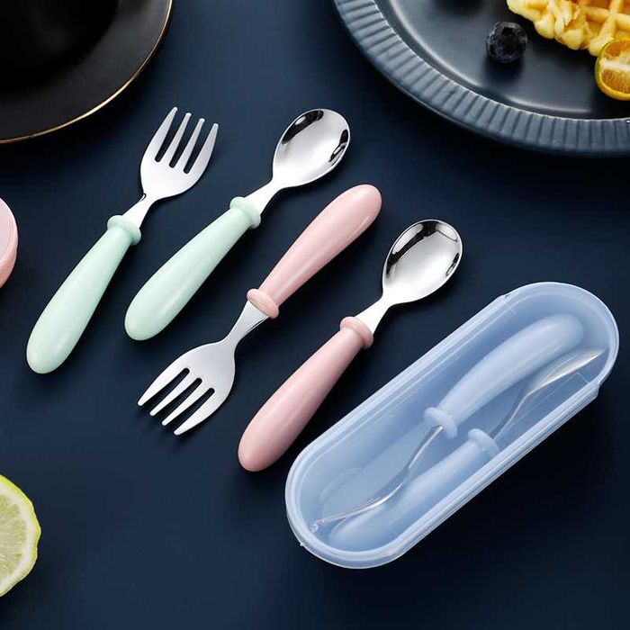 Дитячий набір для прикорму ложка і виделка, набір із нержавіючої сталі