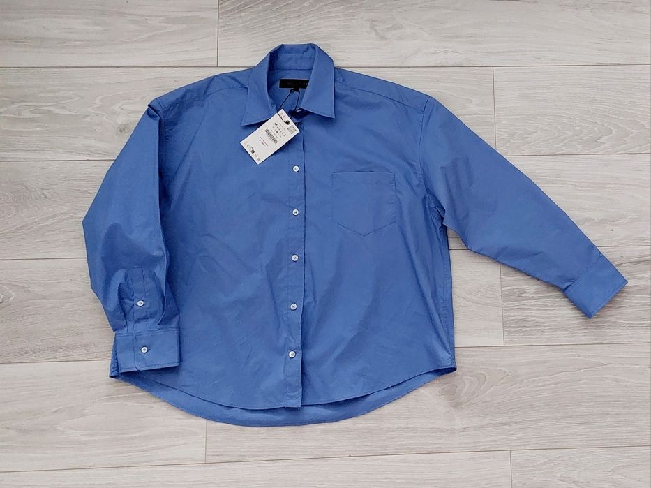 Нова жіноча блакитна сорочка Zara розмір м оверсайз