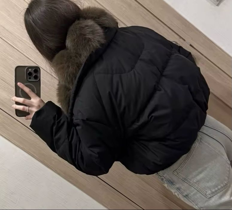 Куртка, курточка, пуховик, мех песец натурильний на с або хс