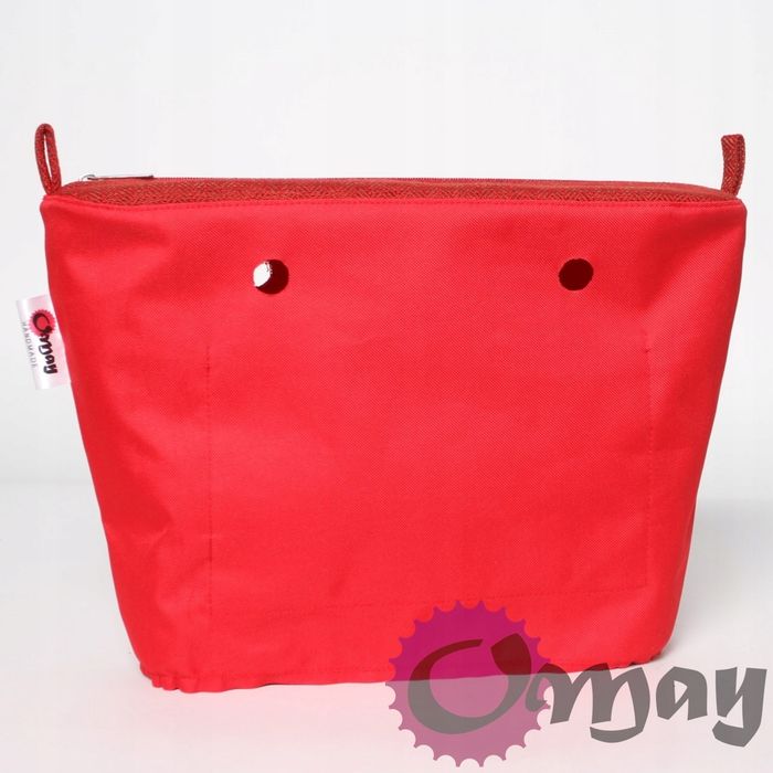 Czerwony organizer OBAG MINI jodełka elegancka 2 kieszenie wkład OMAY