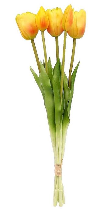 Tulipan sztuczny tulipany silikonowe bukiet 5 sztuk POMARAŃCZOWE 44cm