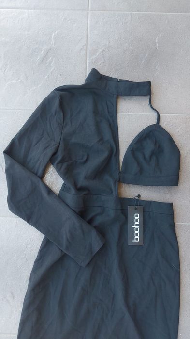 Sukienka mini na jedno ramię wycięcia dekolt choker M 38 Nowa