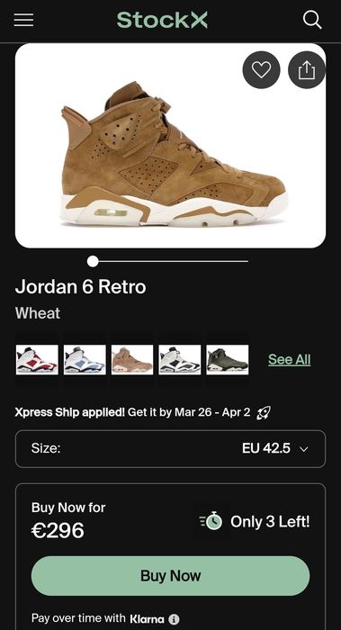 Nike Air Jordan 6 retro modelo Wheat  tam. 42,5 como novas original